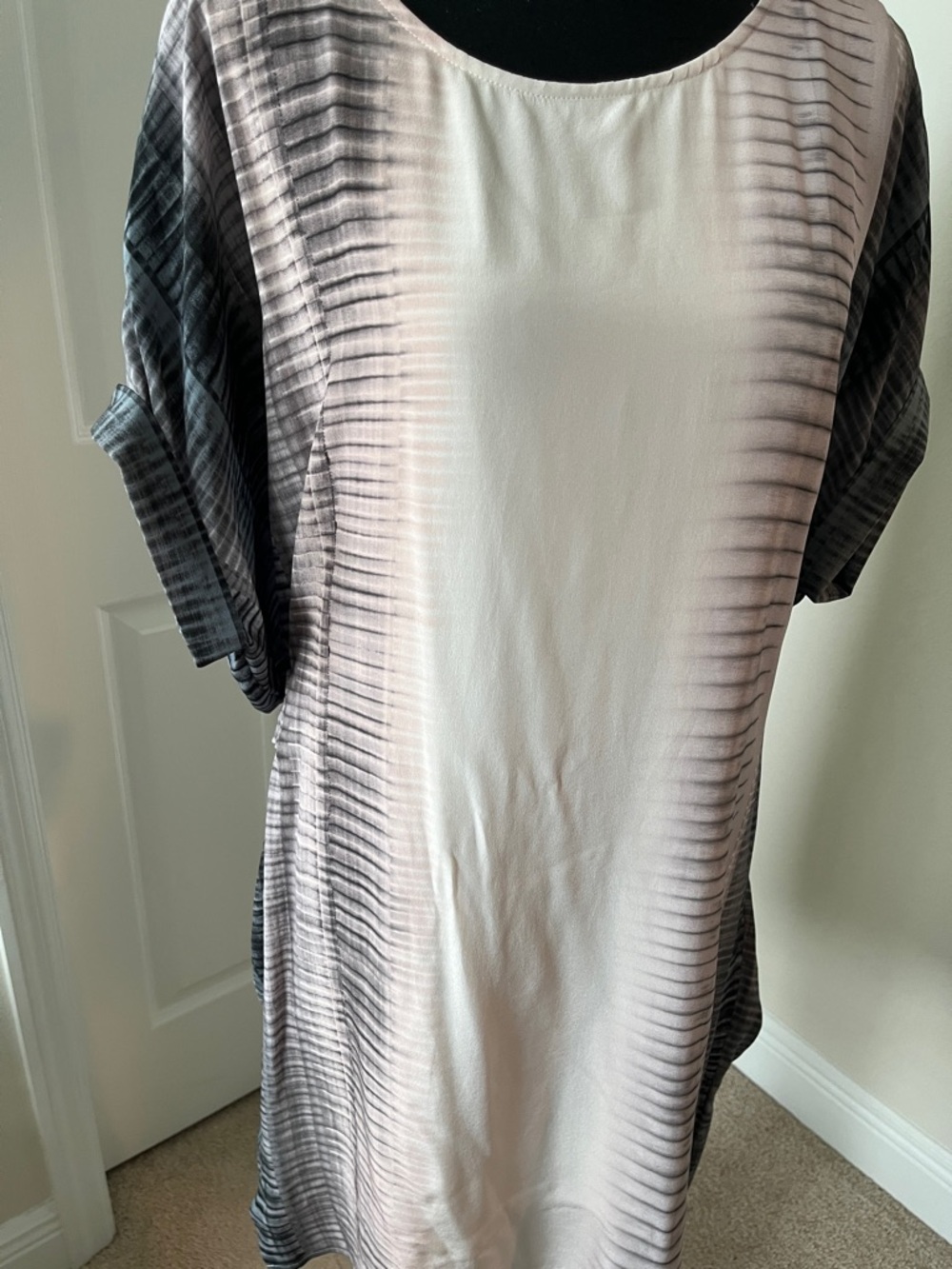 AllSaints Silk Pink and Gray Ombre Stripe Tunic Dress - Picture 3 of 12